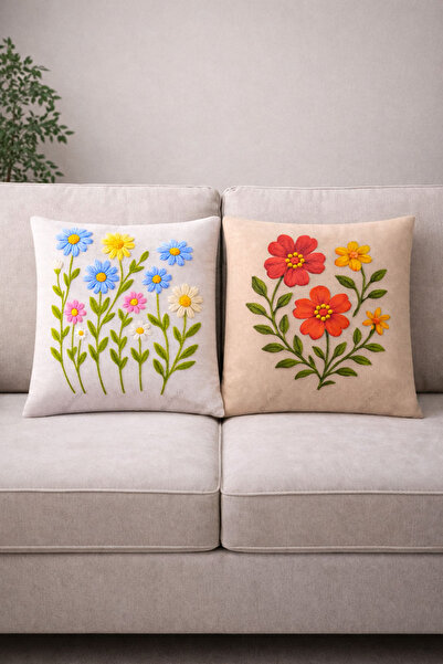 Bumedo 3D Flower Patterned Digital Printed Throw Pillow Cover Set of 2 – 42X4...