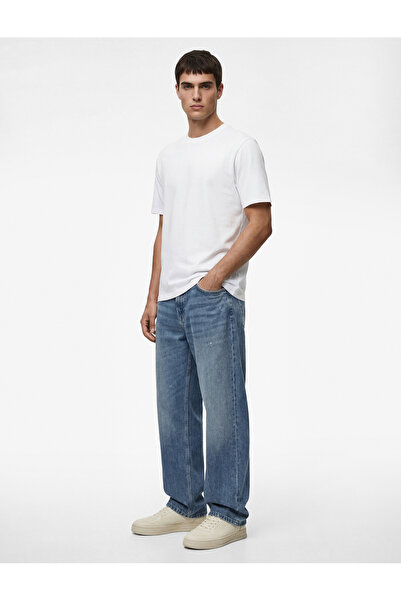 Koton Regular Fit Kurzarm-T-Shirt aus Baumwolle mit Rundhalsausschnitt