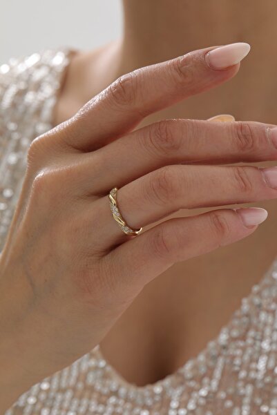 YAVUZ KUYUMCULUK 14 Ayar Altın Yarı Taşlı Sarmal Yüzük