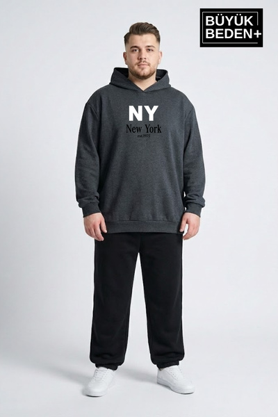 Superlife Men's Large Size Thin Hooded Ny New York Printed Thin Swatshirt Spr...