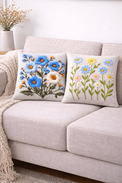 Bumedo 3D Flower Patterned Digital Printed Throw Pillow Cover Set of 2 – 42X4...