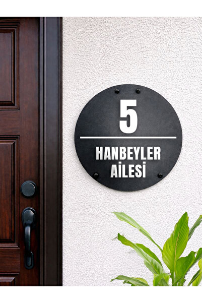 TASAGRAM Modern Yuvarlak Kapı Numarası Tabelası | Kişiye Özel Şık Tasarım - D...