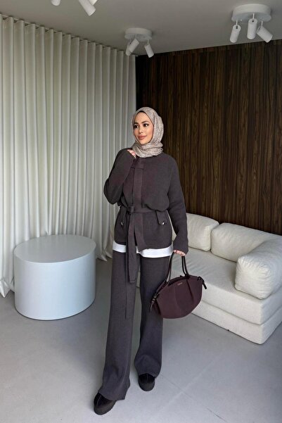 Cockatoo Women's Belted Half Fisherman Cardigan Pants Two-Piece Set & Wide-Le...