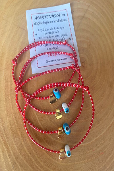 Shepidi 4-Piece Glass Evil Eye Bead Marteniçka Lucky Bracelet