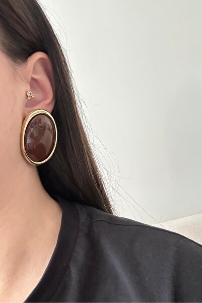stravis Steel brown oval earrings