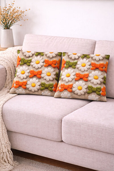Bumedo 3D Flower Patterned Digital Printed Throw Pillow Cover Set of 2 – 42X4...