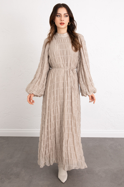 Salih Çelebi Gipeli Modal Dress 0080 - Stone