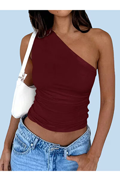 Machetta Women's Thick Strap Single Sleeve Basic Crop Blouse