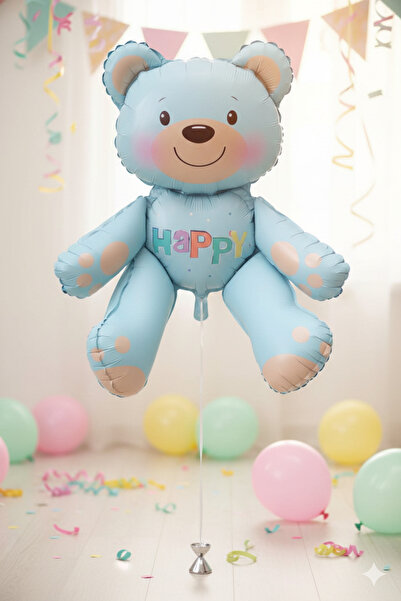 DODOMAR 51X54 cm Sitting Bear Blue Foil Balloon - Birthday Party Decoration B...