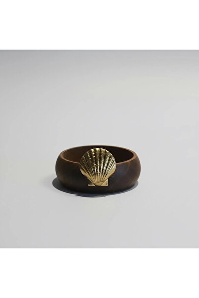 iQey Home Gold Sea Shell Detailed Wooden Snack Bowl 9 cm Small Size - 1 Piece