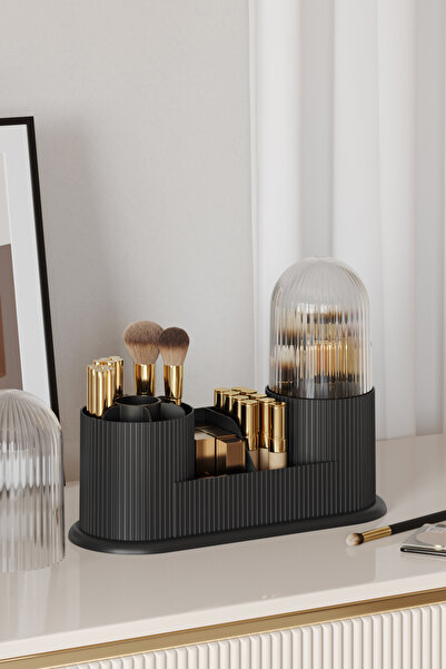 Pufwin Home Sofia Kapaklı Makyaj Organizeri Şeffaf Kapaklı Çok Bölmeli Fırça ...