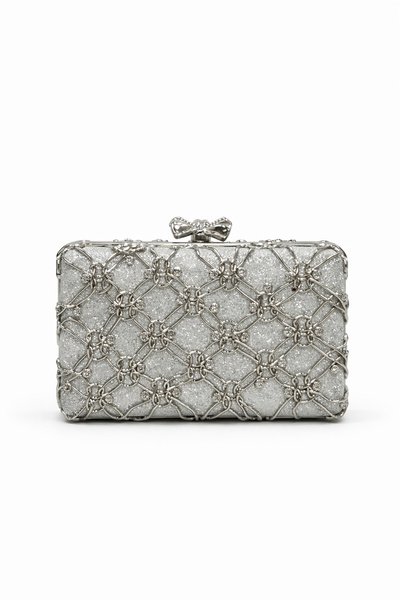 louisiana polo Women's Evening Dress Clutch Bag Silver 63051-19