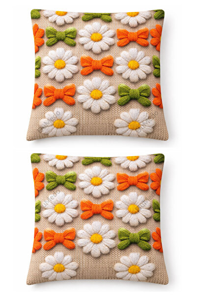 Bumedo 3D Flower Patterned Digital Printed Throw Pillow Cover Set of 2 – 42X4...