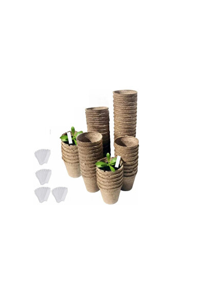 OEM Set 40 ghivece si etichete pentru rasaduri, 6 x 6 cm, turba, plastic, alb...