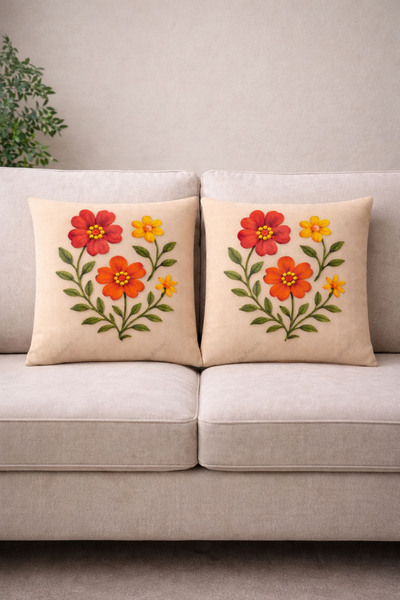 Bumedo 3D Flower Patterned Digital Printed Throw Pillow Cover Set of 2 – 42X4...