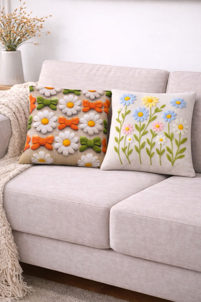 Bumedo 3D Flower Patterned Digital Printed Throw Pillow Cover Set of 2 – 42X4...