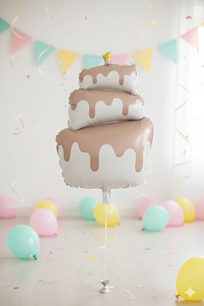 DODOMAR 51X54.5 cm Retro Cream Cake Shaped Foil Balloon - Birthday Party Deco...