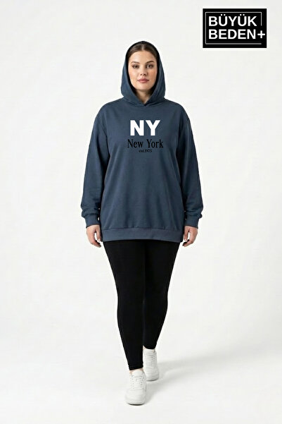 Superlife Women's Plus Size Hooded Ny Newyork Printed Thin Swatshirt Spr26Bsw...