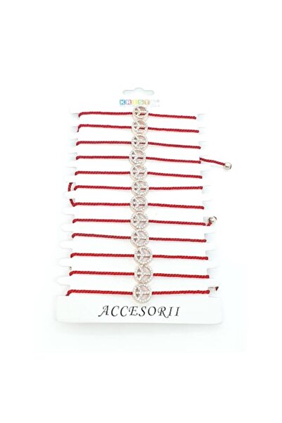 OEM Set of 12 Martisor Metal Bracelet Peace Sign Gold with Stones - Krista®