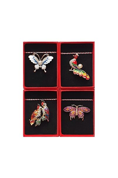 OEM Set of 4 assorted brooches with crystals and pearls