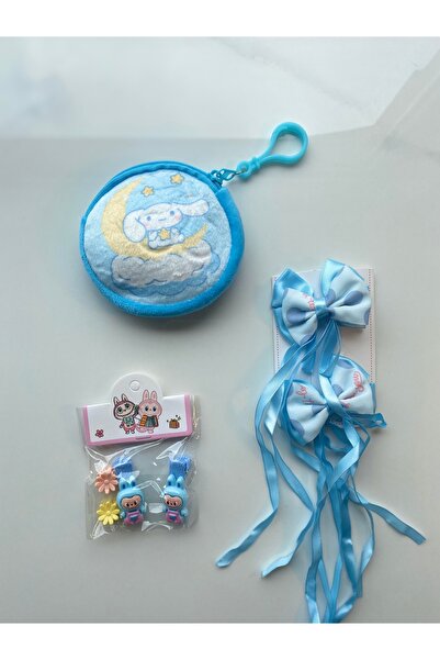 TMR KUROMI-LABUBU KIZ%BEBEK FİGÜRLÜ TOKA&ÇANTA 3'LÜ SET