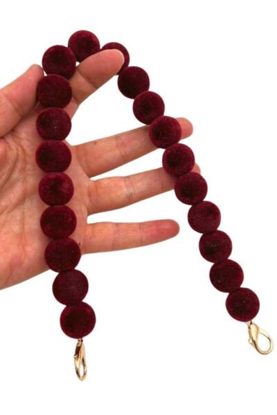 angel çanta aksesuar 40 cm Velvet Burgundy Color Bag Handle with Hook