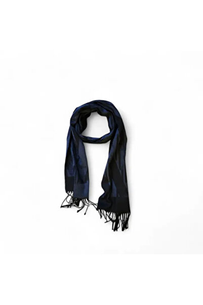 Hedea Navy Blue Black Patterned Kaşkol