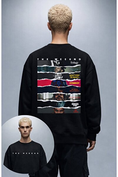 Fuddy Moda Unisex Oversize the Weeknd Albums Back Print Crew Neck Hoodless Sw...