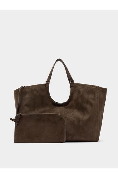 PARFOIS Deri Efektli ve İç Cepli Shopper Çanta