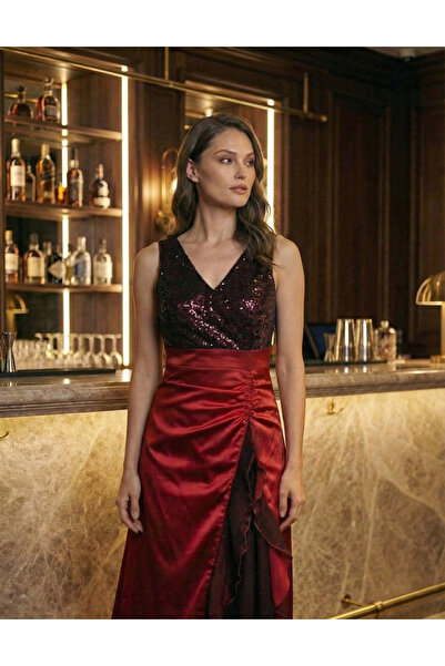 Miss Point Kadın Abiye Elbise Drapeli Özel Tasarım – Vücuda Uyumlu Esnek Arka...