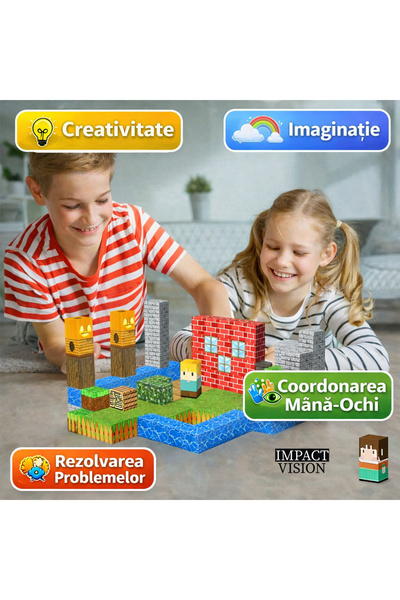 Impact Vision Set 192 Cuburi de Constructie Magnetice Impact Vision®, Cube Adventure Landscape, multicolor