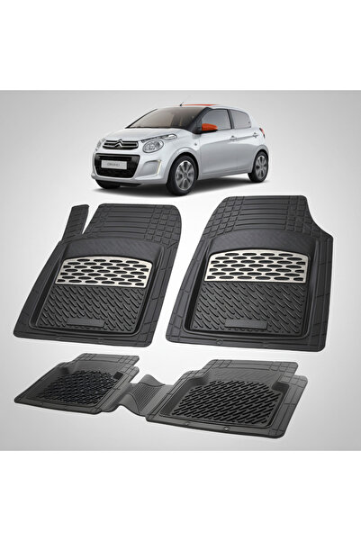 TEAMCAR Covorașe auto tip tavă compatibile cu Citroen C1 II (2014-2022) argintii