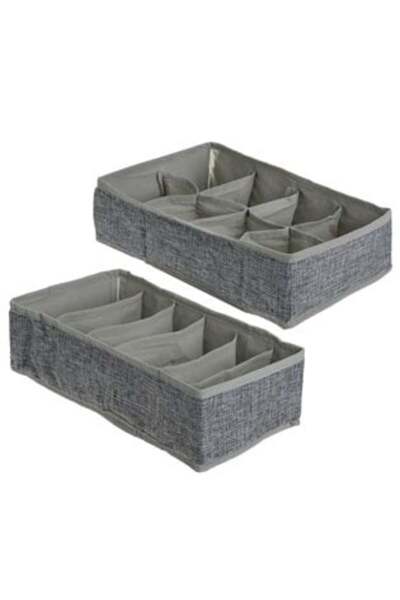 JACQUELINE Drawer Organizer with Dividers Gray 30 x 15 x 9 cm – 2 pcs.