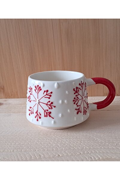 Artiser Hand Made Ceramic Mug, Snowflake Pattern Mug, Hand Made Mug