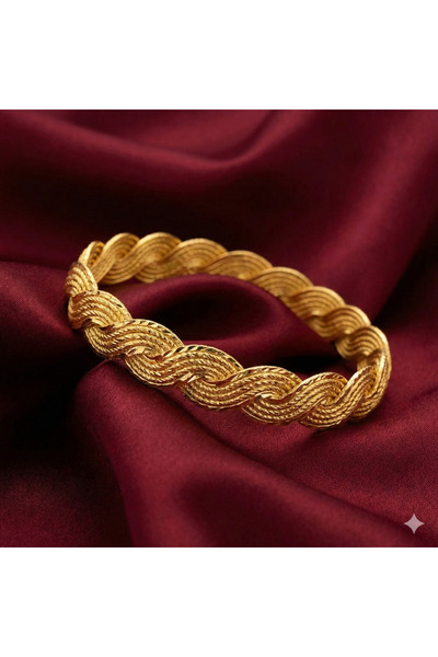 güra 1 cm Örgü Bilezik Model Altın Kaplama Kadın Bileklik