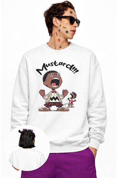 Fuddy Moda Unisex Oversize Φούτερ σε χρώμα μουστάρδας με στάμπα Kendrick Lama...