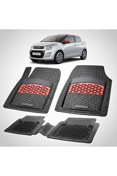 TEAMCAR Covorașe auto tip tavă compatibile cu Citroen C1 II (2014-2022) Roșu