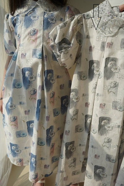 Banuta Girls' dress in pistachio and soft beige for Eid