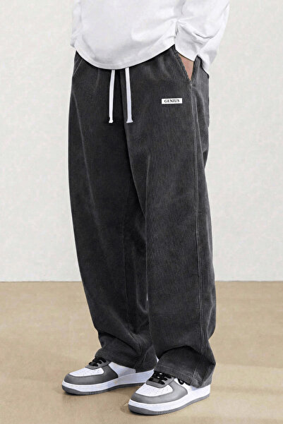 GENIUS STORE Genius Men's Corduroy Wide Leg Oversize Trousers
