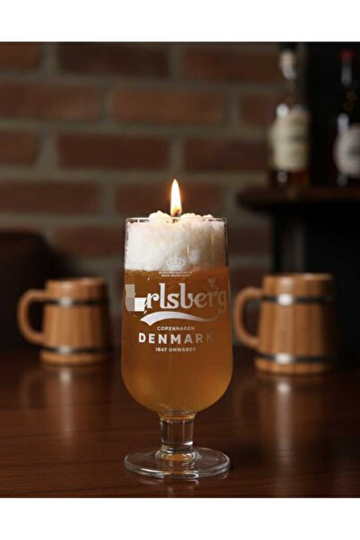 Deniz Kuzey Candle&Gıft Amber Kokulu Gerçek Görünümlü Bira Bardağı Jel Mum (2...