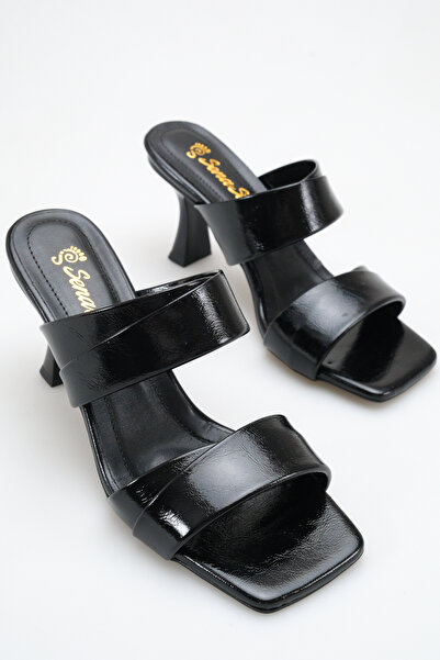 SENASTİL Women's Patent Leather Zenne Slippers Heeled Shoes