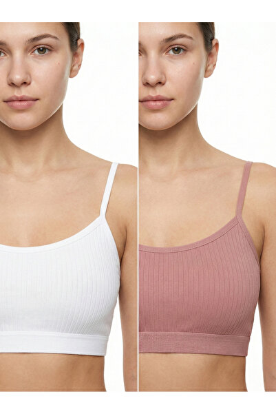 underwear bodyway Set of 2 Basic Crop Bustier Tank Tops with Ribbed Rope Straps