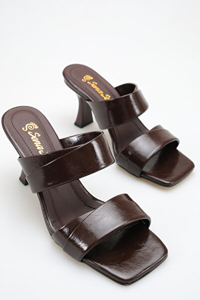 SENASTİL Women's Patent Leather Zenne Slippers Heeled Shoes