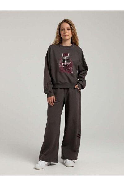 Zekids Κοριτσίστικο παντελόνι φόρμας με λωρίδες στα πλαϊνά και λεπτομέρεια με...