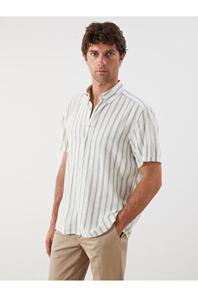 LC Waikiki قميص رجالي من Peak New Season ذو قصة عادية وأكمام قصيرة ومخطط من ق...