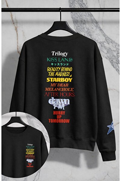 Fuddy Moda Unisex Oversize the Weeknd Star Printed Sleeve and Back Crew Neck ...