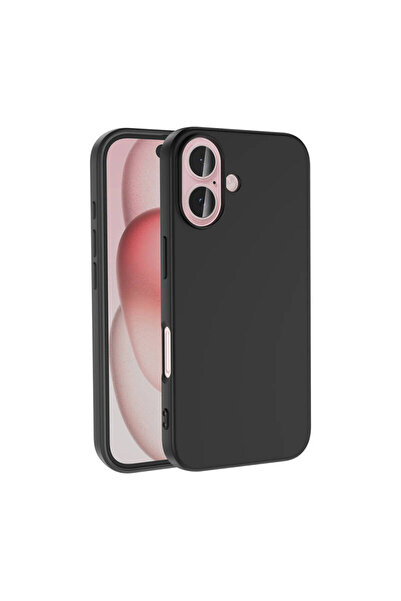 Paladyum Case غطاء سيليكون أسود مخملي داخلي متوافق مع آيفون 16 بلس