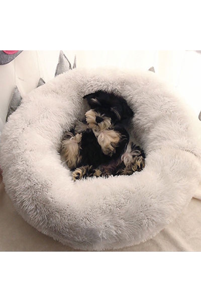 optimal&prime Fake Fur Shaggy Peluş Donut Lux Kedi Köpek Yatağı