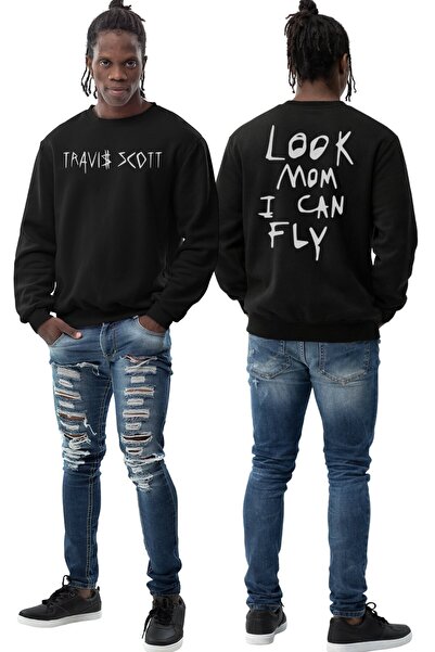 Fuddy Moda Unisex Oversize Look Mom I Can Fly Travis Scott Back Printed Crew ...