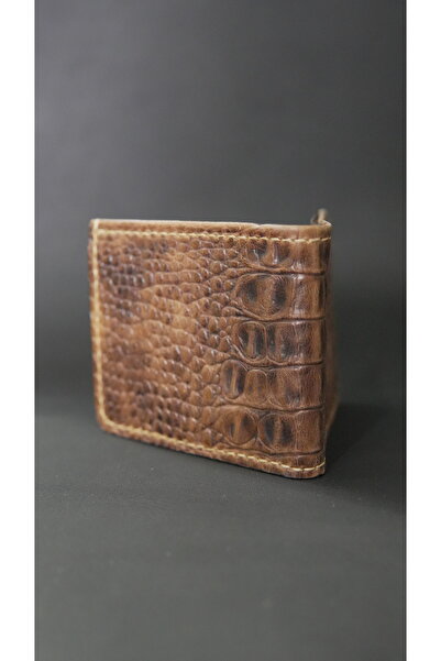 Leather Hakiki Dana Derisi El Dikişli Erkek Cüzdan 9,5x11 cm (Yılan Derisi De...
